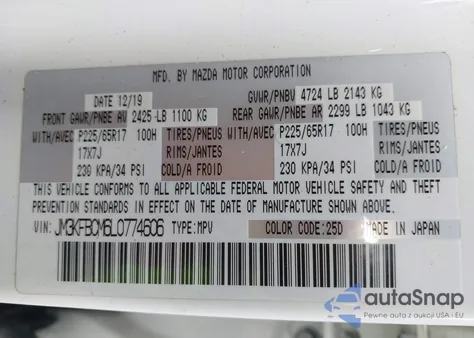 2020 Mazda Cx-5 Touring from USA, damaged, VIN JM3KFBCM6L0774606